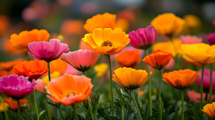 Colorful Poppy Field in Bloom