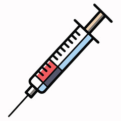 Fototapeta premium Medical Syringe Cartoon Vector icon png image drawing on white background 2D