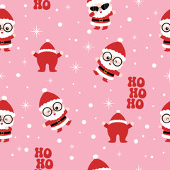 Cute happy Santa Claus seamless pattern