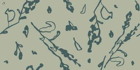 Hand drawn simple abstract flowers print. Trendy collage pattern. Fashionable template for design.