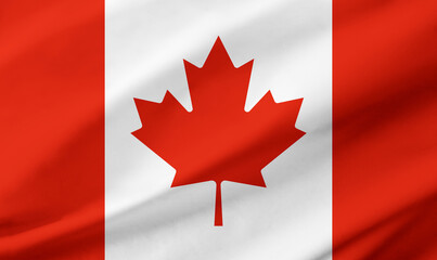Canada flag background with waving fabric texture