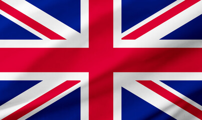 United Kingdom flag background with waving fabric texture