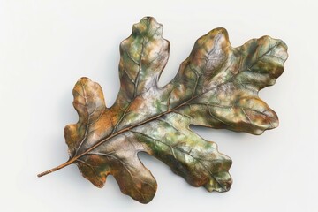Fototapeta premium A detailed shot of a single leaf on a white background, ideal for use in botanical or scientific contexts