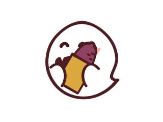 袋に入った焼き芋を持つオバケのイラスト素材