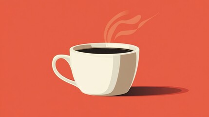 Fototapeta premium A simple illustration of a white coffee cup with steam rising.