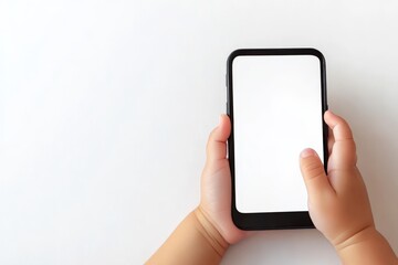 children hand using mobile phone.