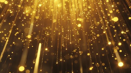 Golden bokeh blur abstract background with soft shimmering lights, perfect for festive designs, elegant visual effects, and luxurious event backdrops.