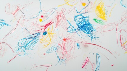 Naklejka premium Colorful abstract scribbles on white paper, showcasing creativity and artistic expression.