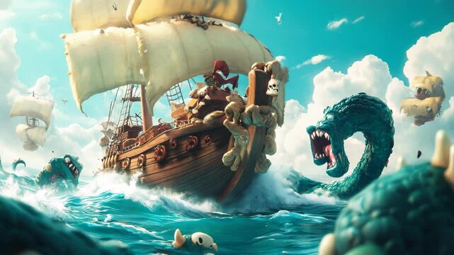 cartoon Adventure Explore the ocean Video 4K
