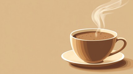 Obraz premium A single cup of coffee with steam rising, on a saucer.