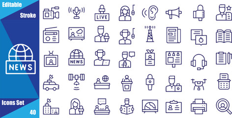news line icons editable stock