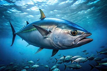 Fototapeta premium Close up image of thriving tuna in sustainable fisheries