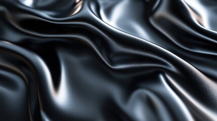 Obraz premium A close-up of smooth, black fabric showcasing elegant folds and textures.
