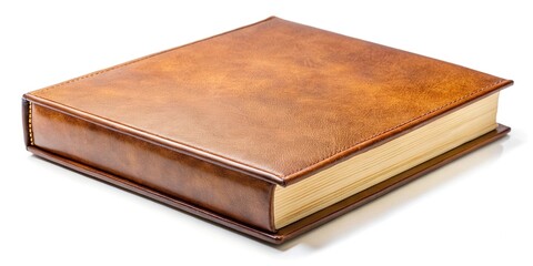 Obraz premium closed brown big book with hardcover isolated on white background