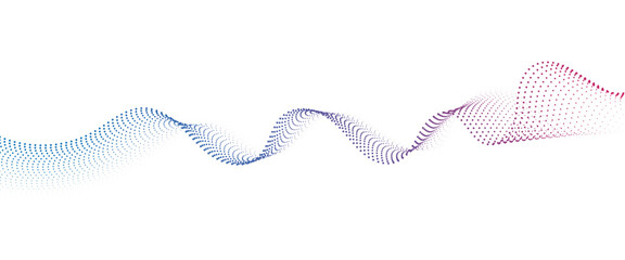 Flowing Dot Wave halftone gradient pattern on transparent background	
