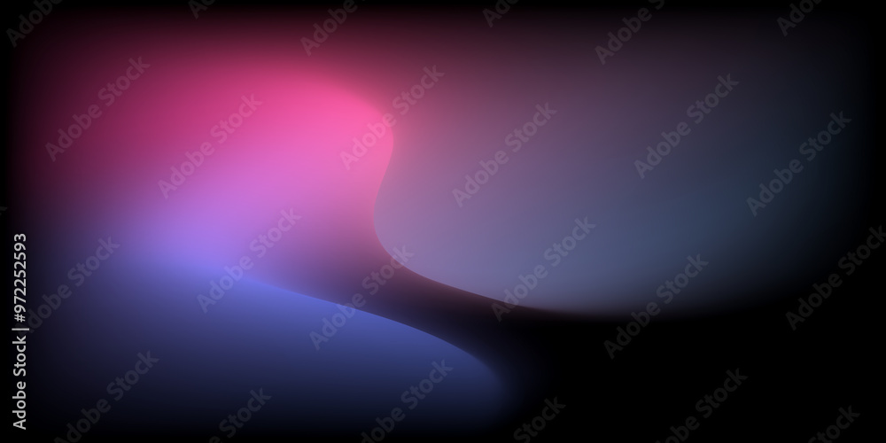 Poster abstract colorful smooth curve gradient background with flowing purple, pink, blue, and violet colors blending smoothly on a black backdrop