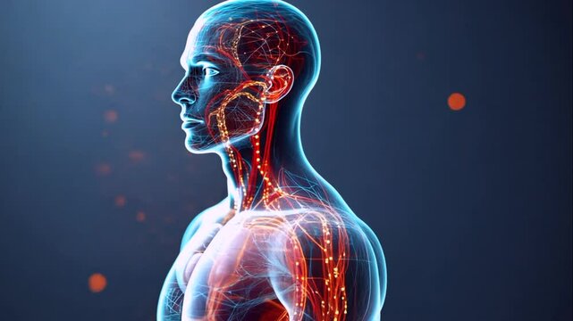 The  Exploring the intricate network of the human nervous system 3d rendered illustration of a human anatomy.  