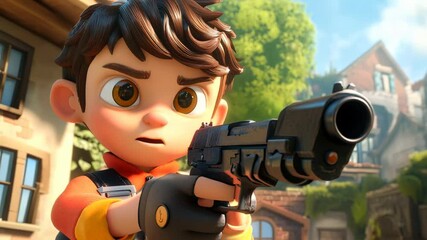 cartoon character Shooter Video 4K