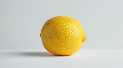 A single lemon sitting on a white table, a simple still life composition
