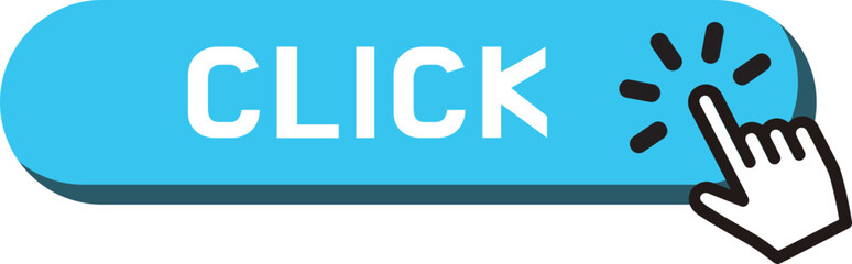 Click Here Button with pointer clicking. Web button set. Click button. Clicking the icon. Action button click here with click cursor. Vector illustration