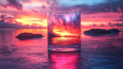 A glass of sunset on the beach.