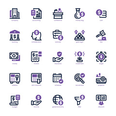 Company Accounting icon pack for your website, mobile, presentation, and logo design. Company Accounting icon dual tone design. Vector graphics illustration and editable stroke.