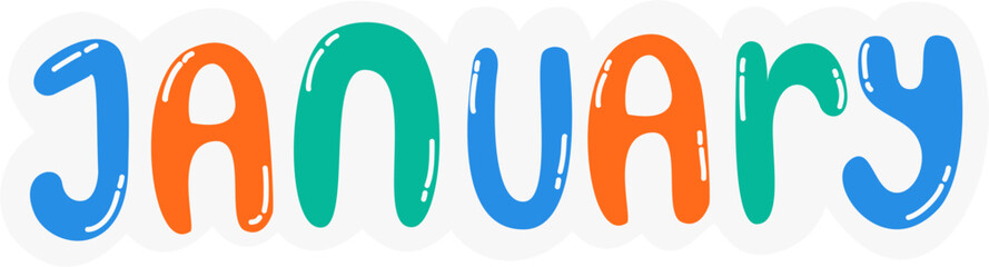 January Lettering Sticker