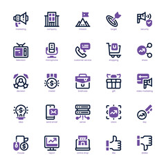 Company Marketing icon pack for your website, mobile, presentation, and logo design. Company Marketing icon dual tone design. Vector graphics illustration and editable stroke.