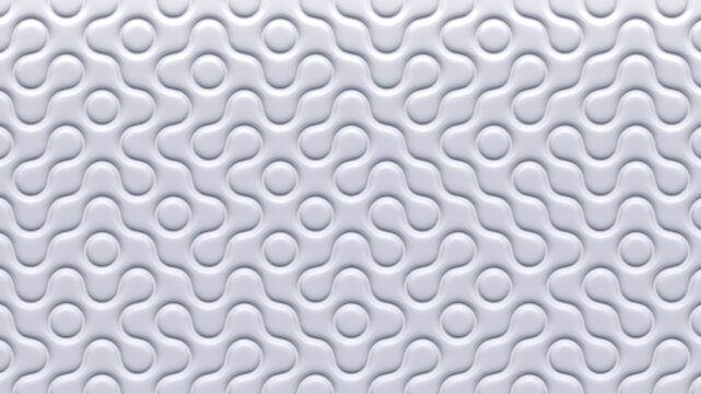 White 3d pattern waves. Light and shadow. Wall decorative panel. Render.