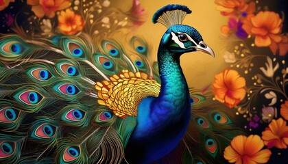 Elegant peacock with vibrant feathers