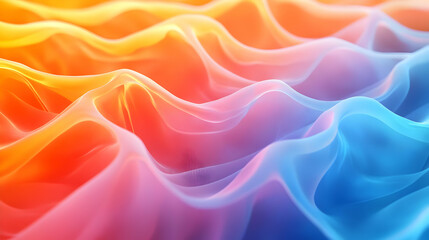 Fototapeta premium Abstract 3D Colorful Wavy Background with Gradient Color Transitions of Red, Orange, Pink, and Blue Tones for Graphic Design Projects