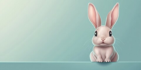 A cute, playful cartoon rabbit sitting on a simple background, perfect for children's themes and animal-related designs.