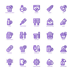 Pharmacy icon pack for your website, mobile, presentation, and logo design. Pharmacy icon basic line gradient design. Vector graphics illustration and editable stroke.