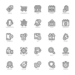 Cyber Monday Sale icon pack for your website, mobile, presentation, and logo design. Cyber Monday Sale icon outline design. Vector graphics illustration and editable stroke.