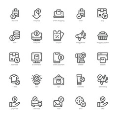 Cyber Monday Sale icon pack for your website, mobile, presentation, and logo design. Cyber Monday Sale icon outline design. Vector graphics illustration and editable stroke.