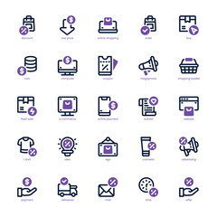 Cyber Monday Sale icon pack for your website, mobile, presentation, and logo design. Cyber Monday Sale icon dual tone design. Vector graphics illustration and editable stroke.