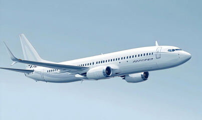 Obraz premium White airplane flying in the sky.
