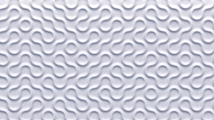 White 3d pattern waves. Light and shadow. Wall decorative panel. Render.