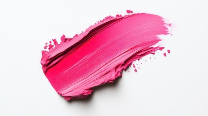 Vibrant pink paint stroke on a clean white background, perfect for backgrounds, art projects, and color themes.