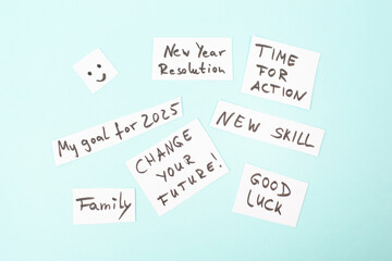 New Year resolution 2025, goals for the future, learning skill, time for action, family, change and...
