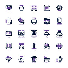 Home appliance icon pack for your website, mobile, presentation, and logo design. Home appliance icon dual tone design. Vector graphics illustration and editable stroke.