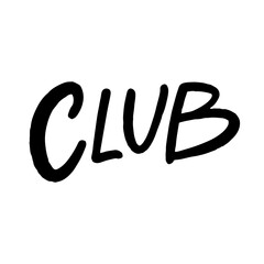 The word club is displayed in black text against a white background