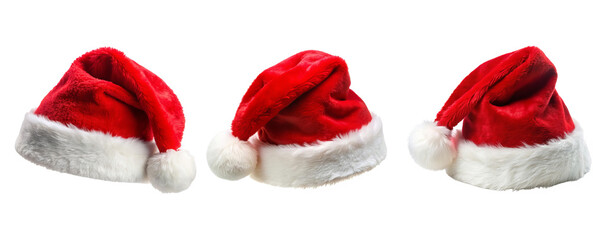 set of three santa hat isolated on white