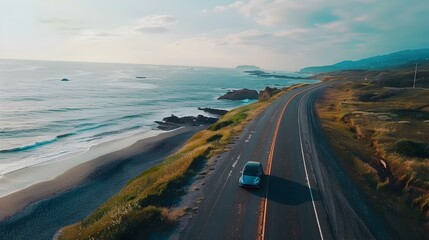 Fototapeta premium Scenic Coastal Road Trip Ocean Views and Winding Roads