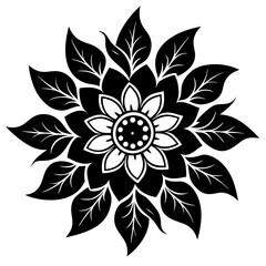 black and white flower isolated
