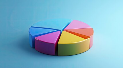 Obraz premium Colorful 3D pie chart illustrating cost distribution in business, isolated with ample copy space.