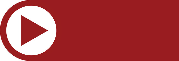 Red YouTube play button, YouTube video and music icon. A triangle within a circle is a media player symbol. Video and audio multimedia reproduction. Isolated vector illustration on white background.