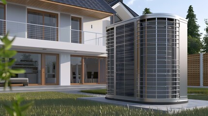 Modern Home with Outdoor Air Conditioning Unit