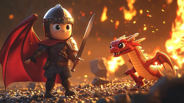 cartoon character cute games the knight fights Video 4K