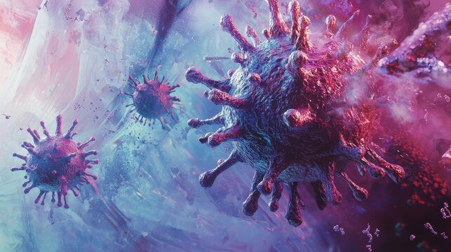 Mutated Virus Strain Illustration Highlighting Pandemic Challenges and Adapting to New Variants - Powered by Adobe